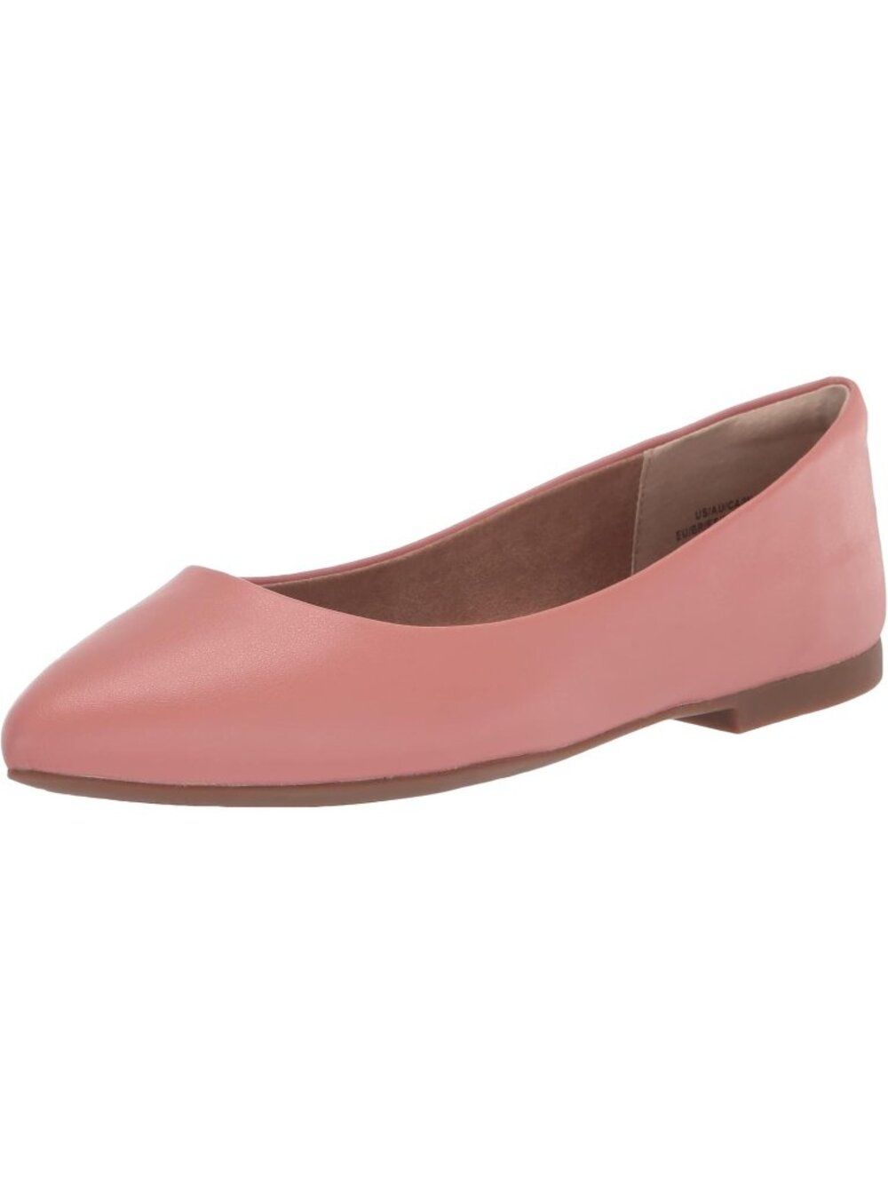 Women's Dusty Rose Faux Leather Low-Top Pointed-Toe Ballet Flat Shoes